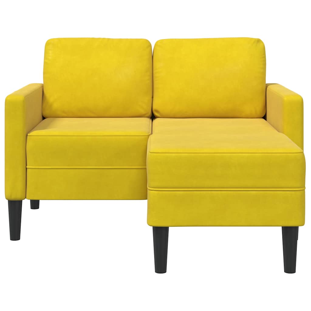 2-zitsbank met ligstoel L-vormig 125 cm fluweel geel