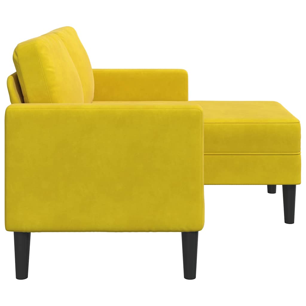 2-zitsbank met ligstoel L-vormig 125 cm fluweel geel