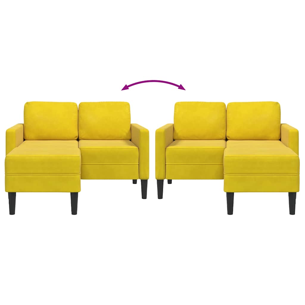 2-zitsbank met ligstoel L-vormig 125 cm fluweel geel