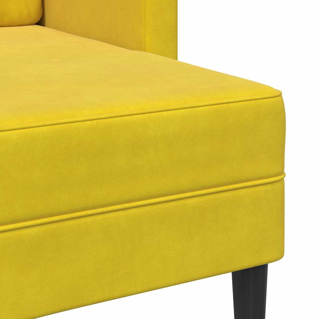 2-zitsbank met ligstoel L-vormig 125 cm fluweel geel