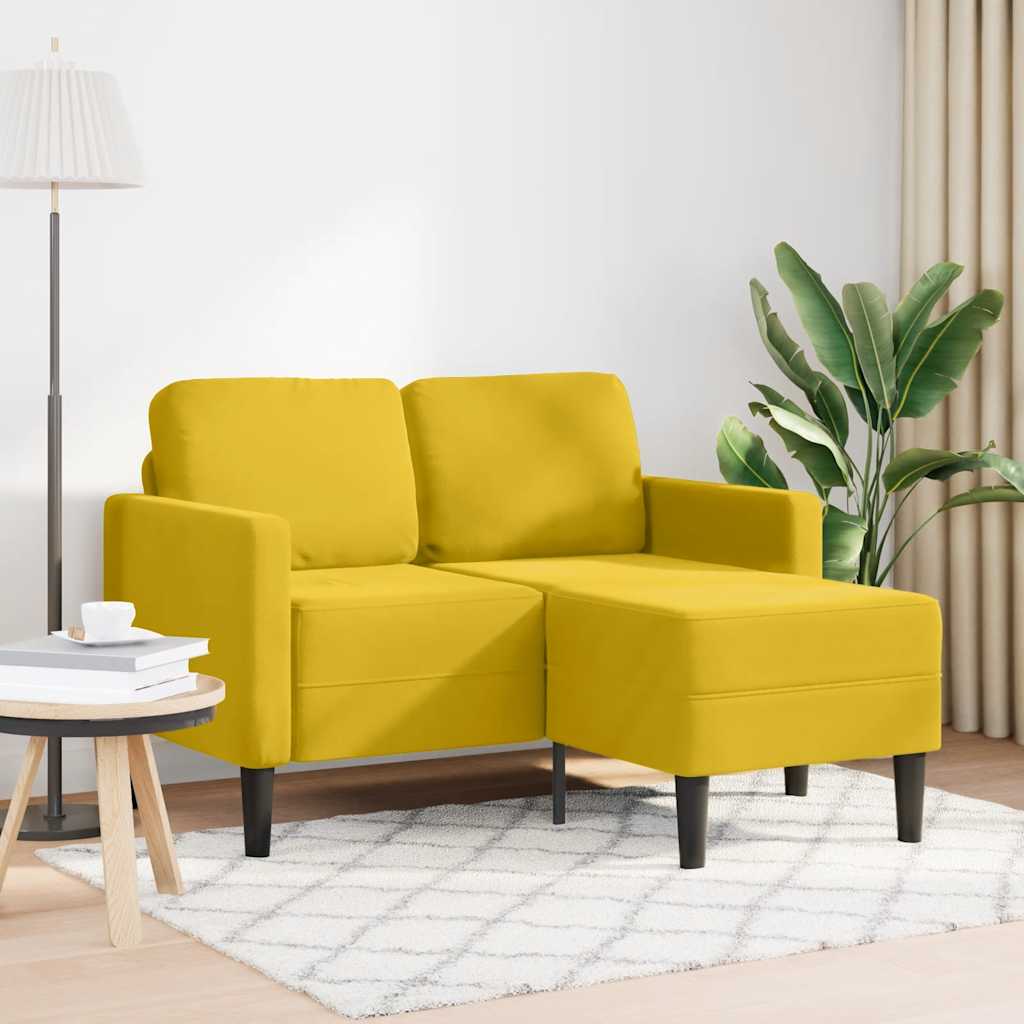 2-zitsbank met ligstoel L-vormig 125 cm fluweel geel