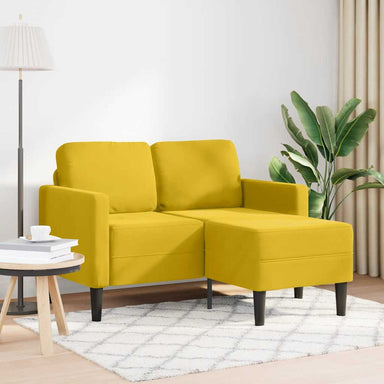 2-zitsbank met ligstoel L-vormig 125 cm fluweel geel