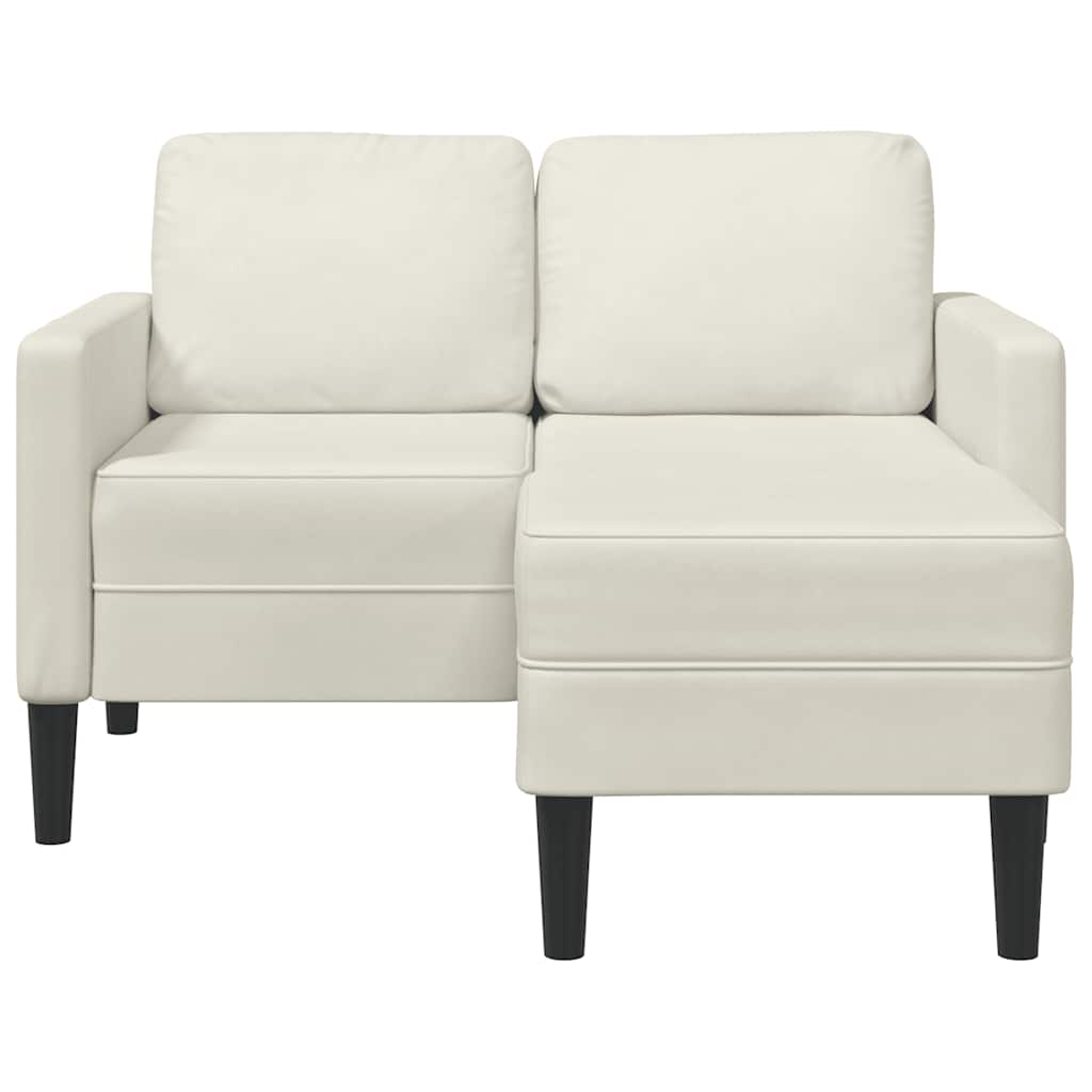 2-zitsbank met chaise L-vorm crèmekleurig 125 cm fluweel