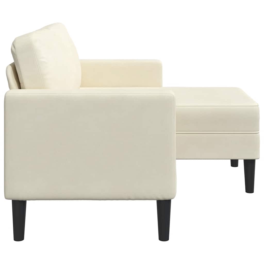 2-zitsbank met chaise L-vorm crèmekleurig 125 cm fluweel