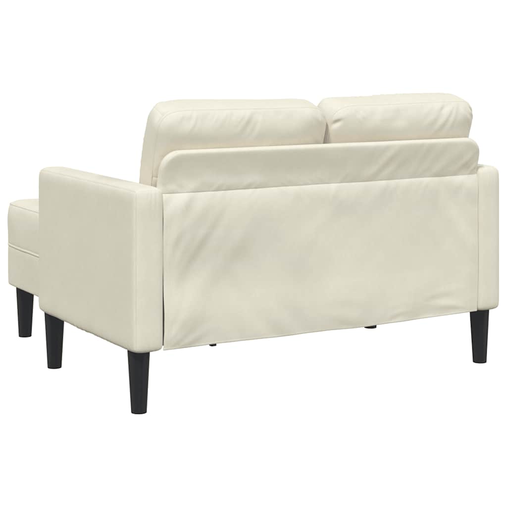 2-zitsbank met chaise L-vorm crèmekleurig 125 cm fluweel