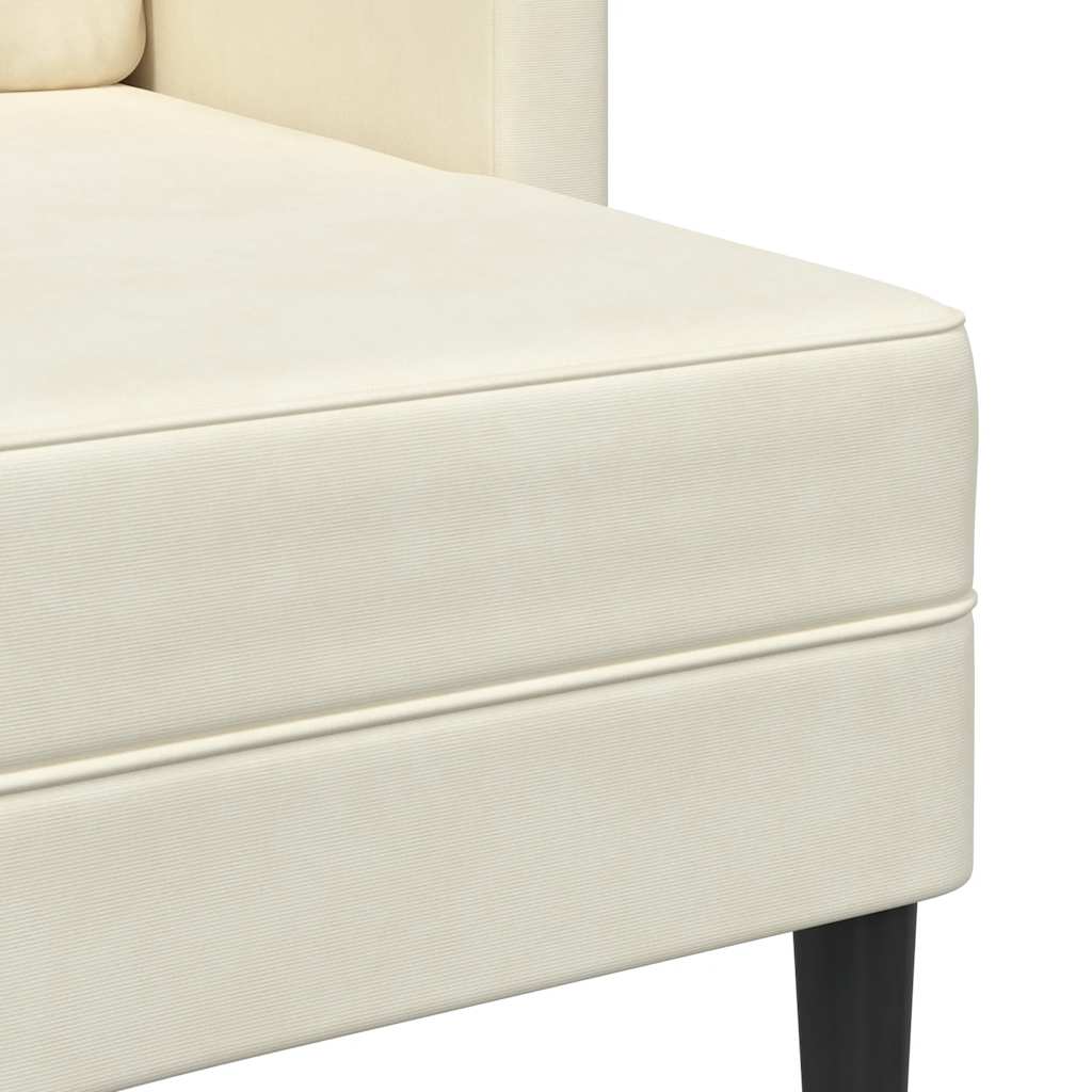 2-zitsbank met chaise L-vorm crèmekleurig 125 cm fluweel