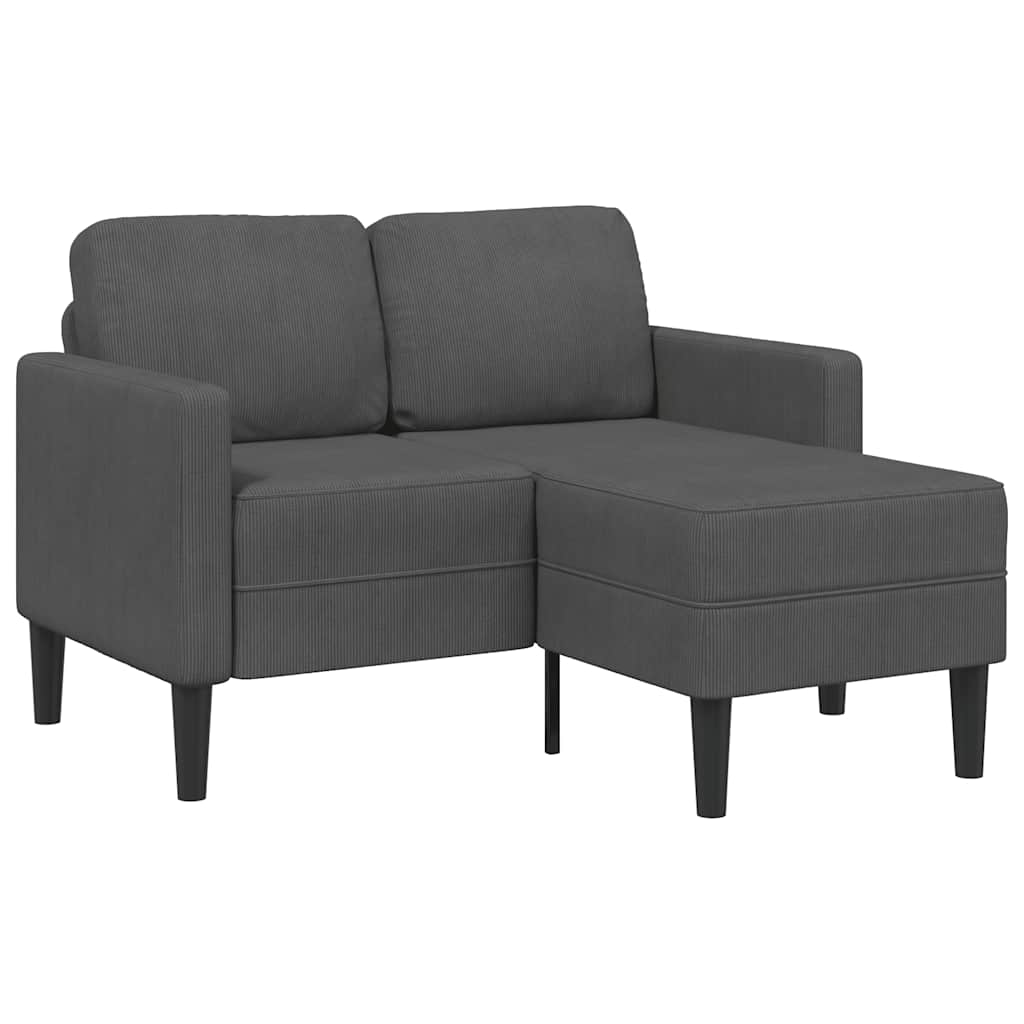 Tweezitsbank met chaise longue L-vormig donkergrijs 125 cm linnen