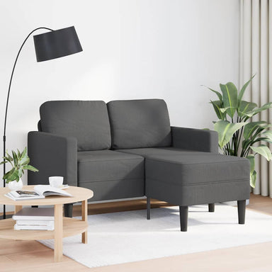 Tweezitsbank met chaise longue L-vormig donkergrijs 125 cm linnen