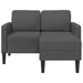 Tweezitsbank met chaise longue L-vormig donkergrijs 125 cm linnen