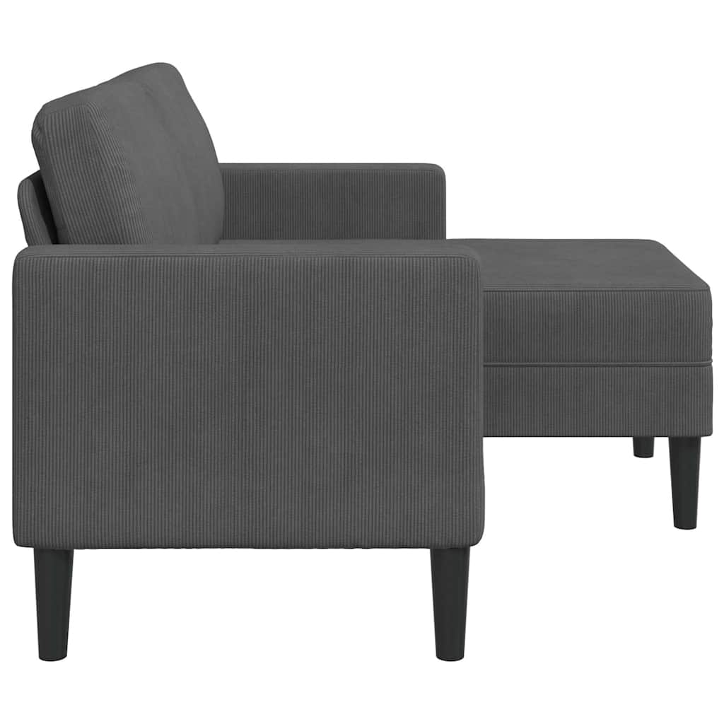 Tweezitsbank met chaise longue L-vormig donkergrijs 125 cm linnen