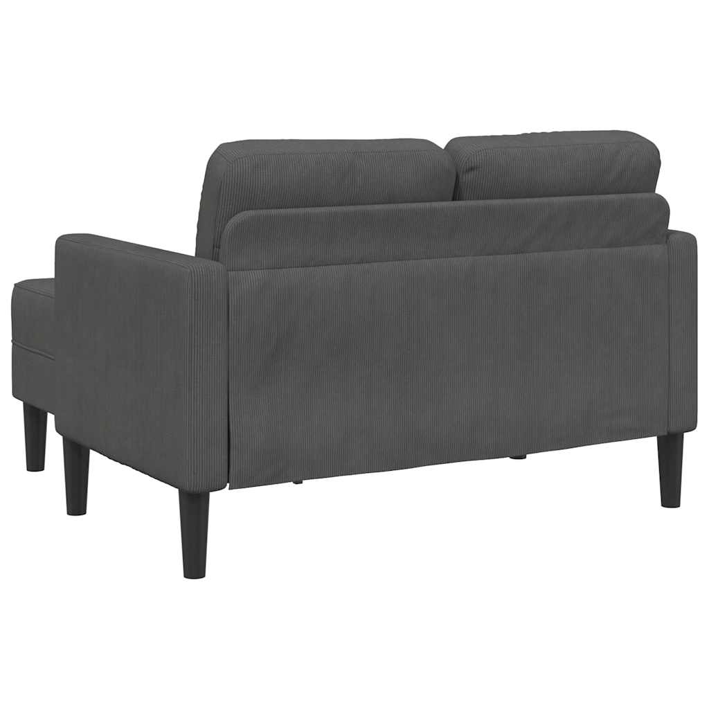 Tweezitsbank met chaise longue L-vormig donkergrijs 125 cm linnen