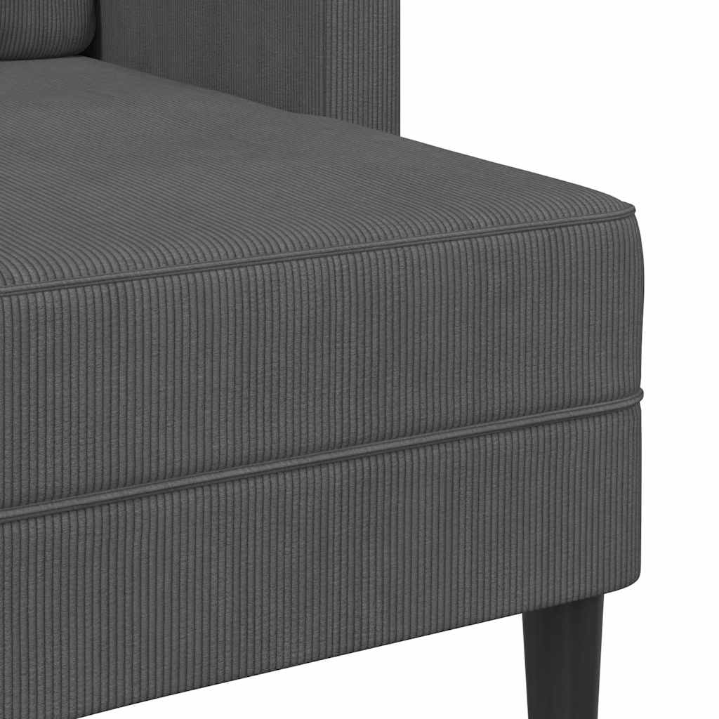 Tweezitsbank met chaise longue L-vormig donkergrijs 125 cm linnen