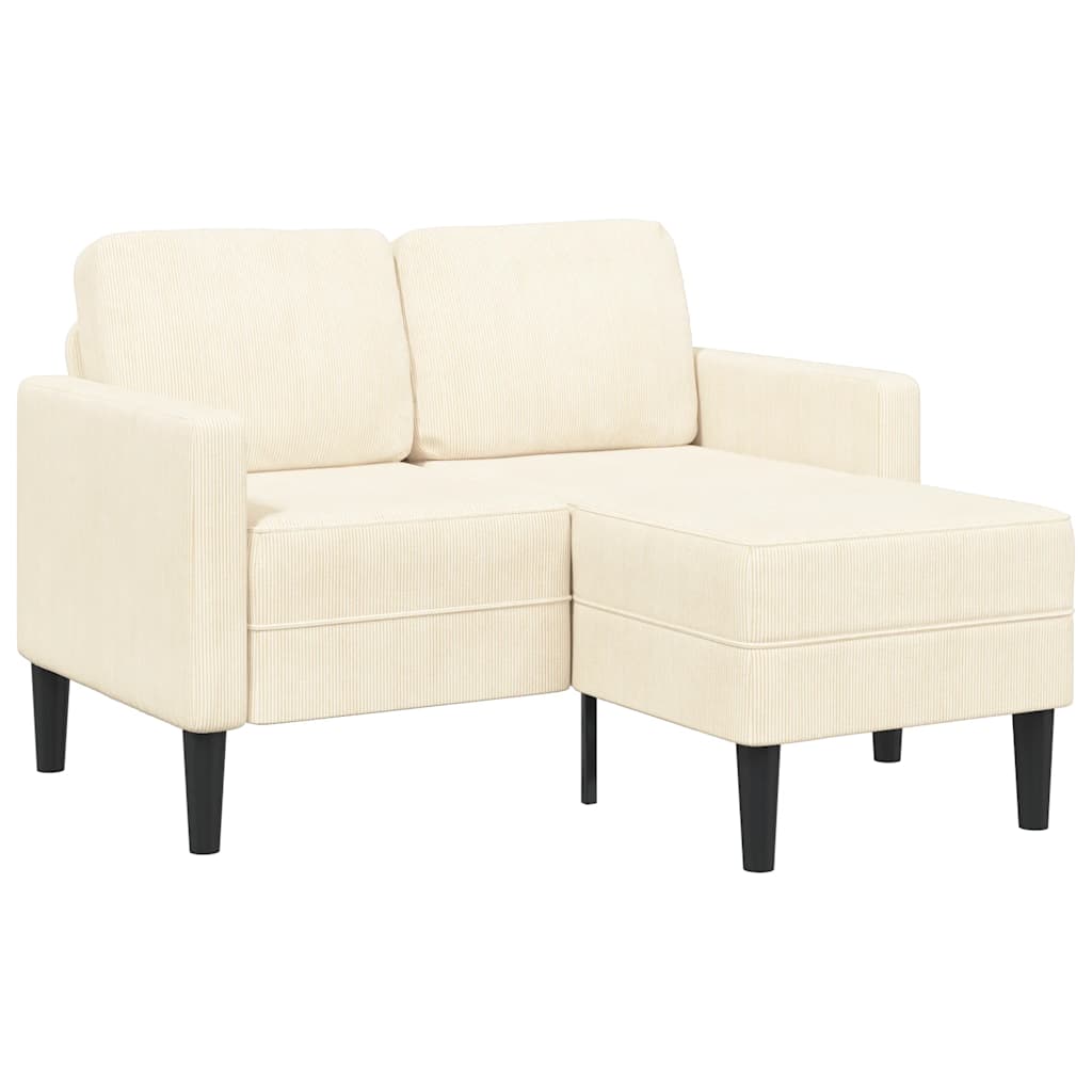 2-zitsbank met ligstoel L-vormig crèmekleurig 125 cm linnen