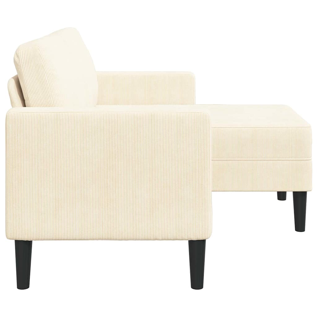 2-zitsbank met ligstoel L-vormig crèmekleurig 125 cm linnen