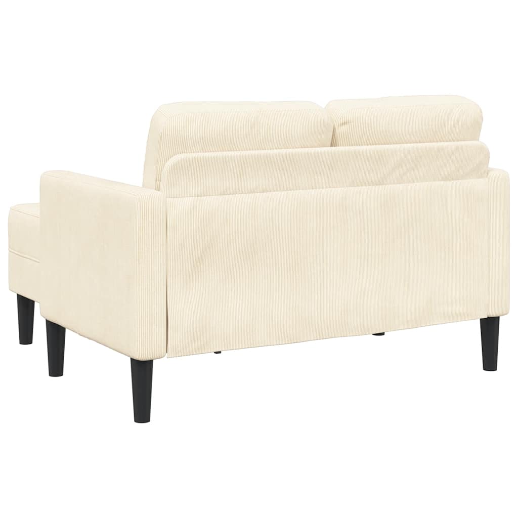 2-zitsbank met ligstoel L-vormig crèmekleurig 125 cm linnen