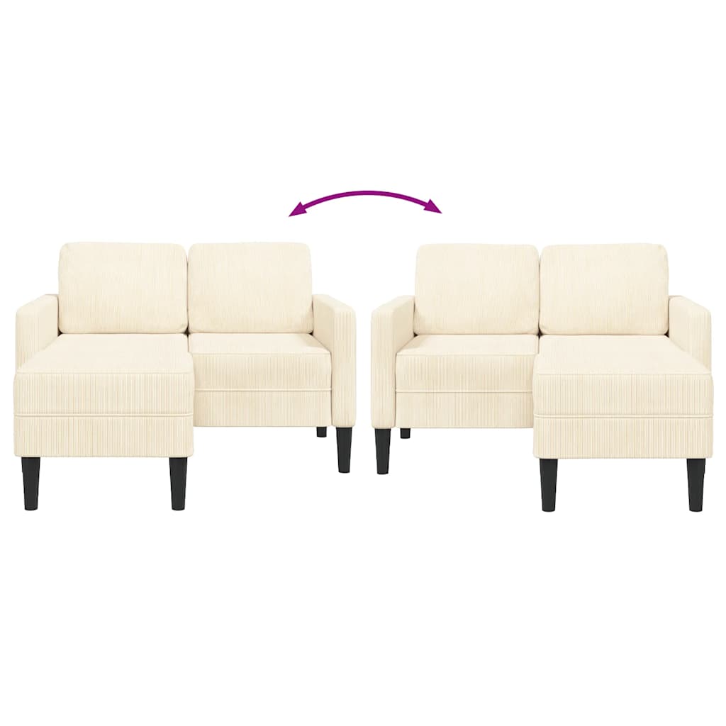 2-zitsbank met ligstoel L-vormig crèmekleurig 125 cm linnen