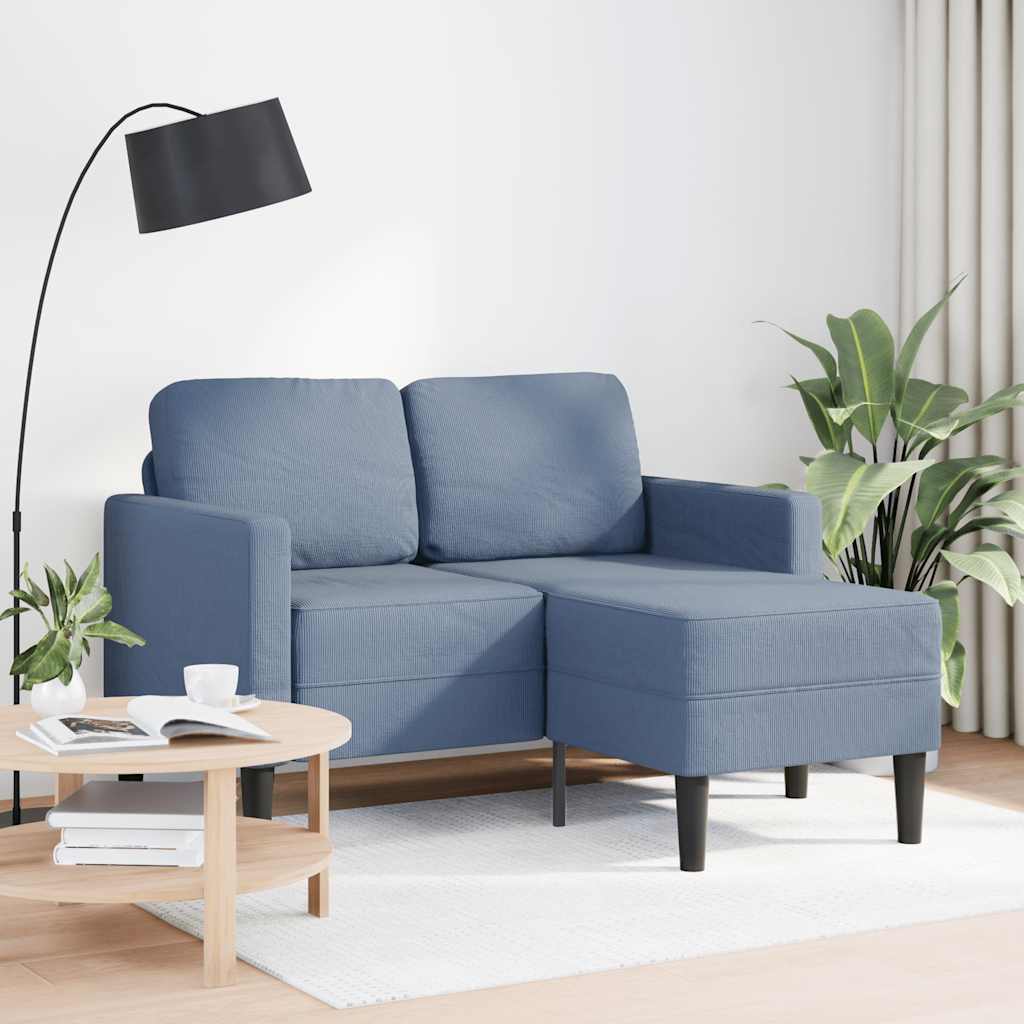 2-zitsbank met ligstoel L-vormig 125 cm linnen blauw