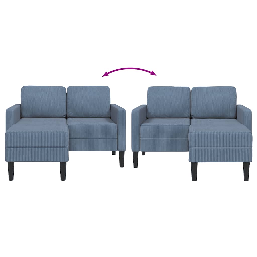 2-zitsbank met ligstoel L-vormig 125 cm linnen blauw