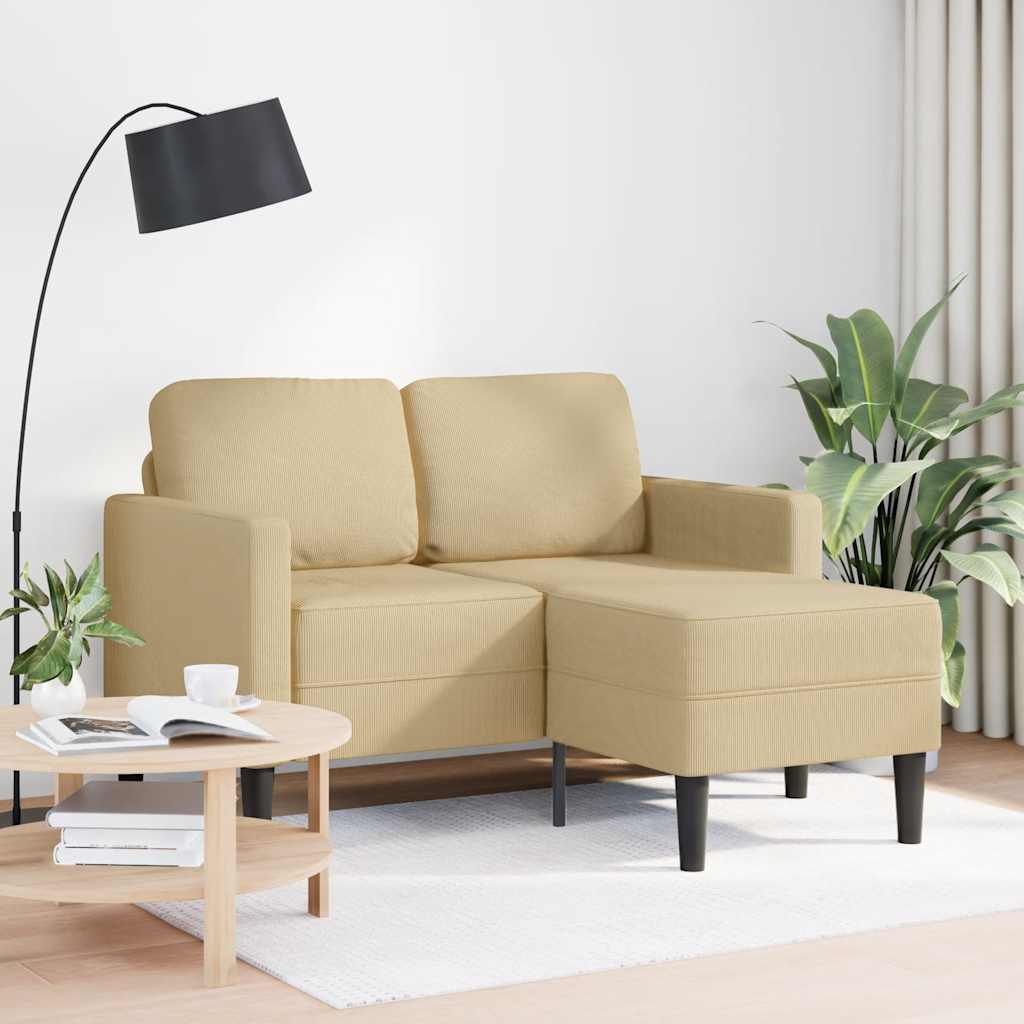 2-zitsbank met chaise L-vorm 125 cm linnen grijsgroen