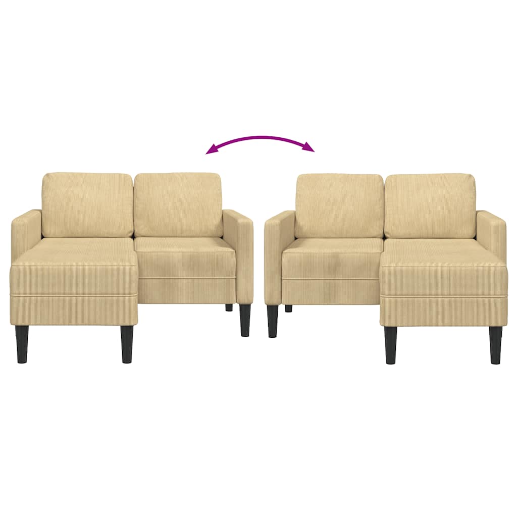 2-zitsbank met chaise L-vorm 125 cm linnen grijsgroen
