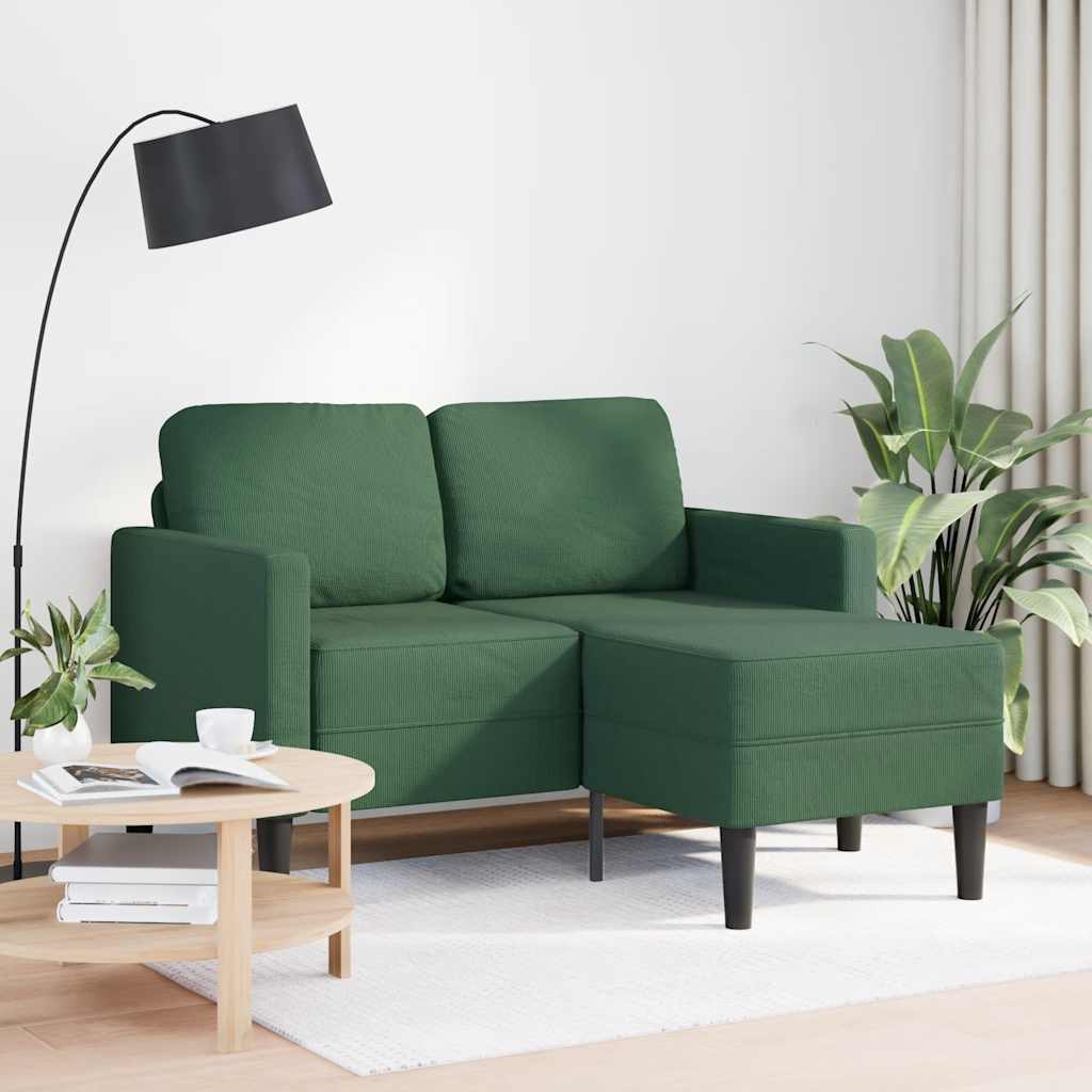 2-zitsbank met ligstoel L-vorm donkergroen 125 cm linnen