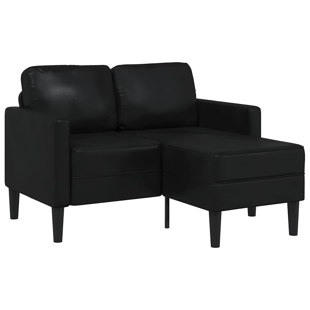 Tweezitsbank met chaise longue L-vorm zwart 125 cm kunstleer