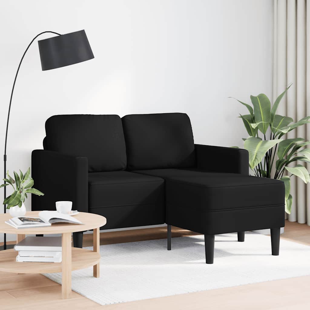 Tweezitsbank met chaise longue L-vorm zwart 125 cm kunstleer