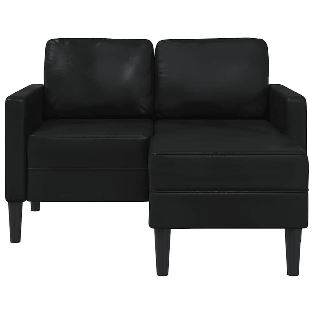 Tweezitsbank met chaise longue L-vorm zwart 125 cm kunstleer
