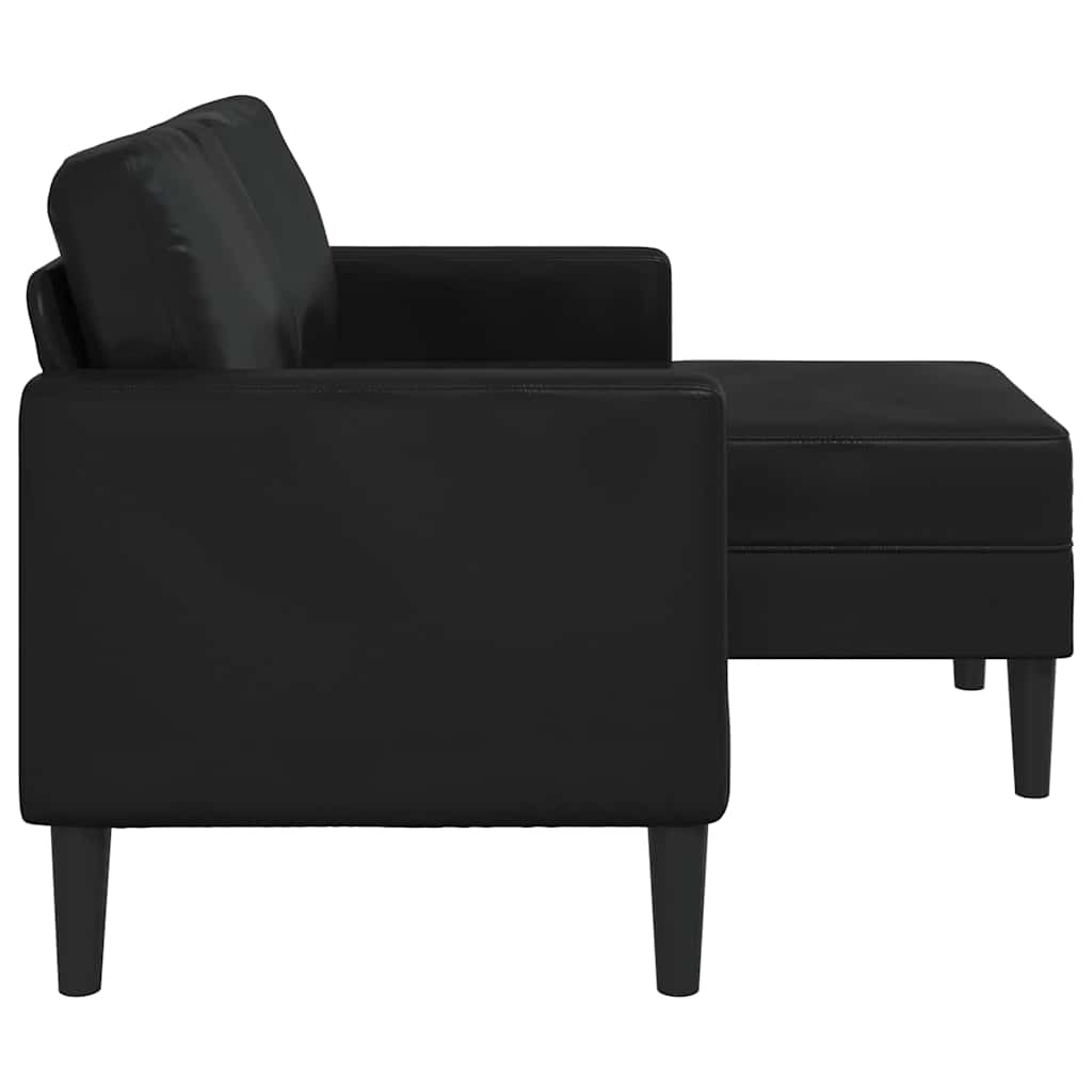 Tweezitsbank met chaise longue L-vorm zwart 125 cm kunstleer