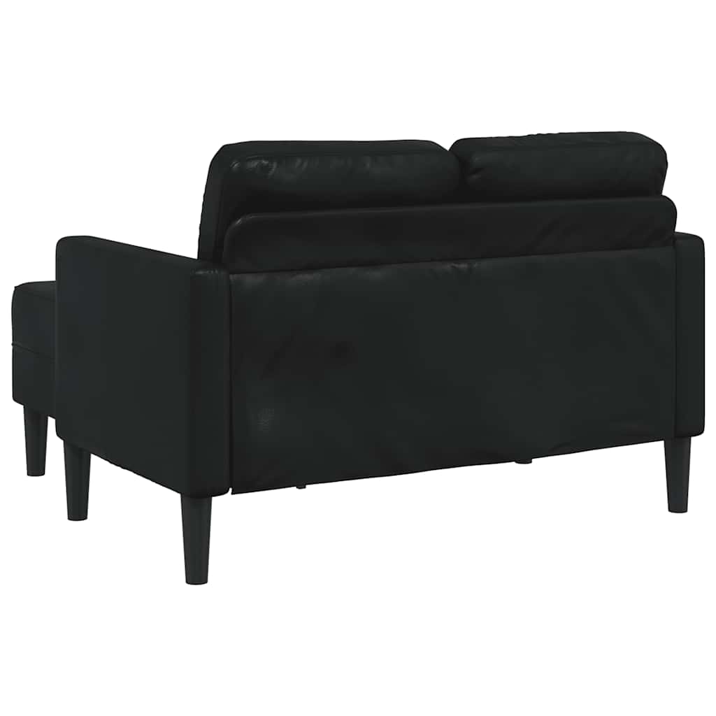 Tweezitsbank met chaise longue L-vorm zwart 125 cm kunstleer