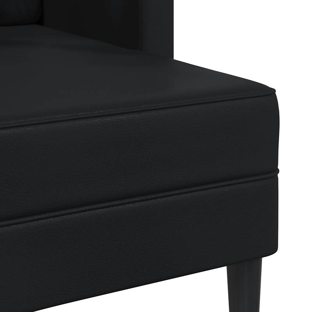 Tweezitsbank met chaise longue L-vorm zwart 125 cm kunstleer