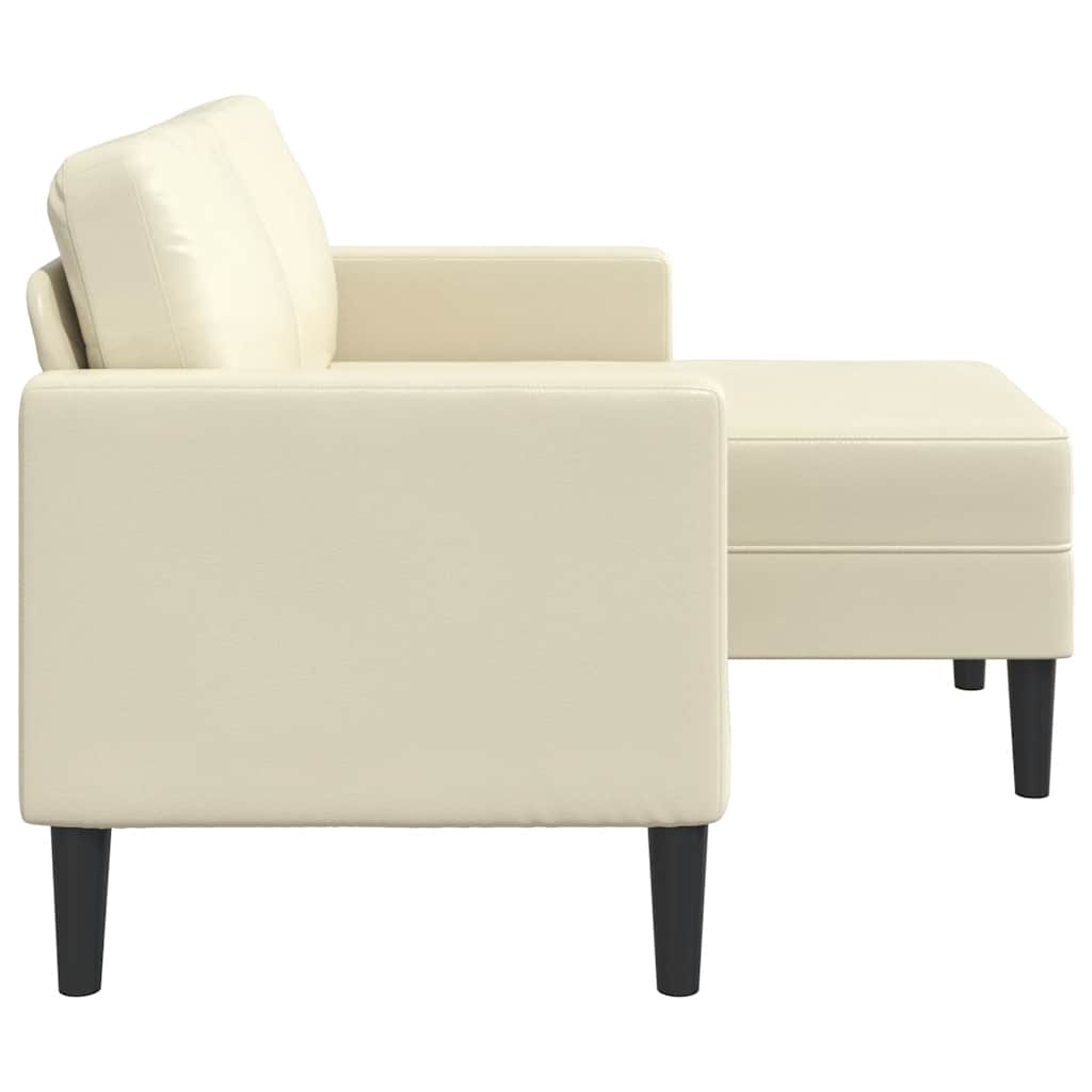 2-zitsbank met ligstoel L-vormig crèmekleurig 125 cm kunstleer