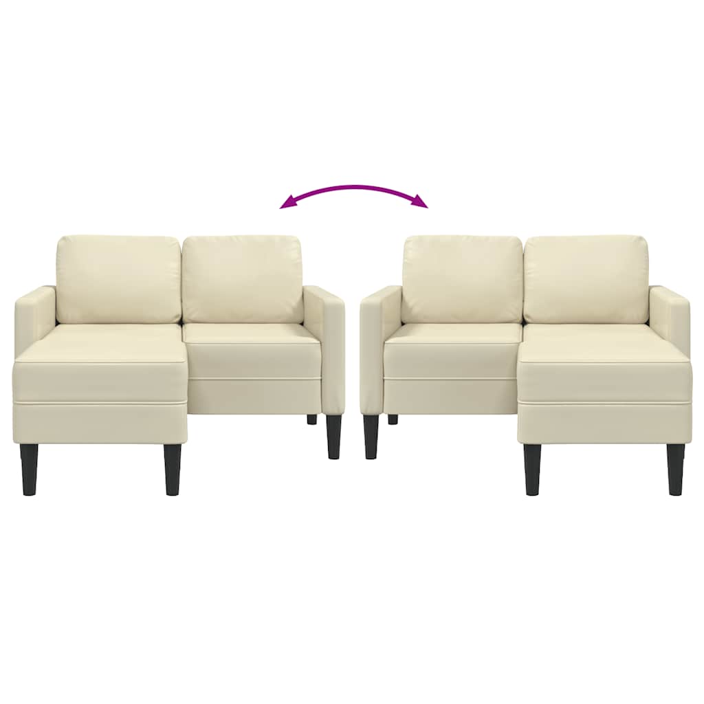 2-zitsbank met ligstoel L-vormig crèmekleurig 125 cm kunstleer