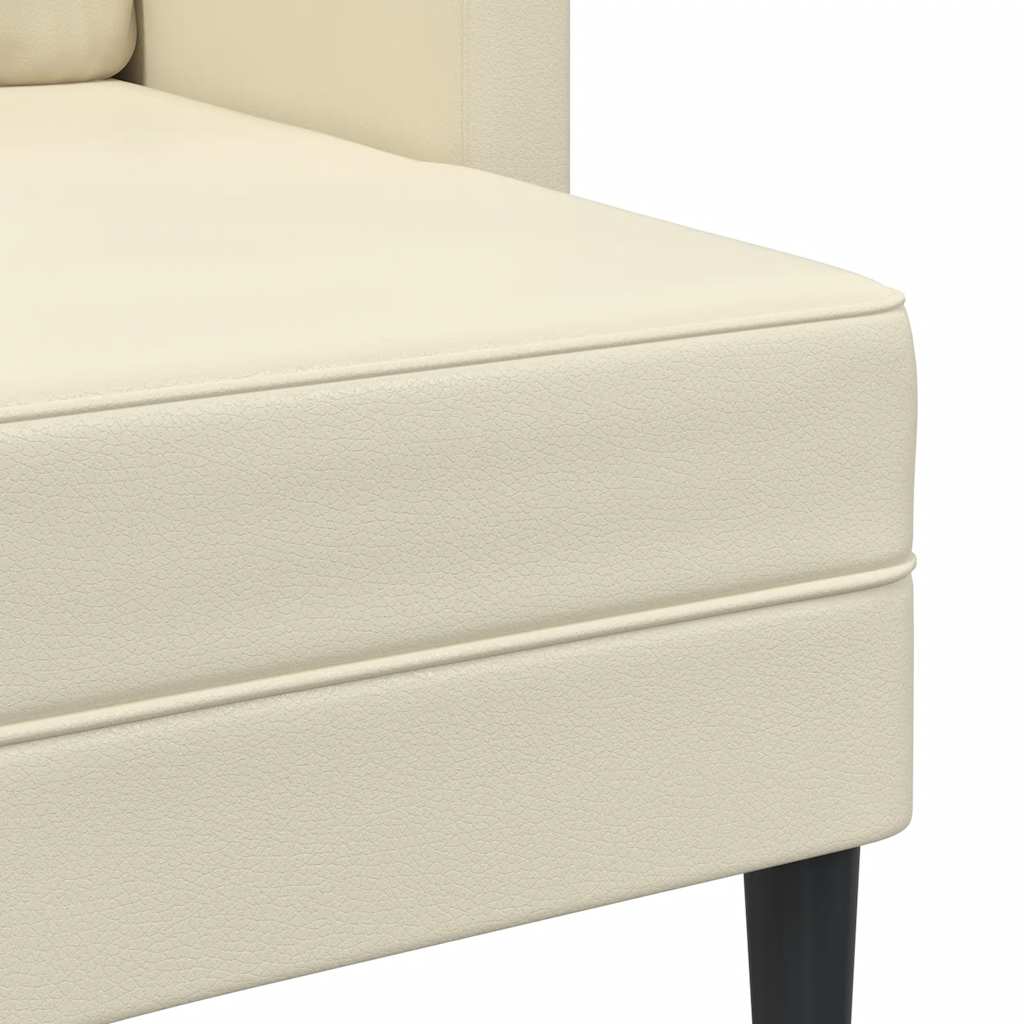 2-zitsbank met ligstoel L-vormig crèmekleurig 125 cm kunstleer