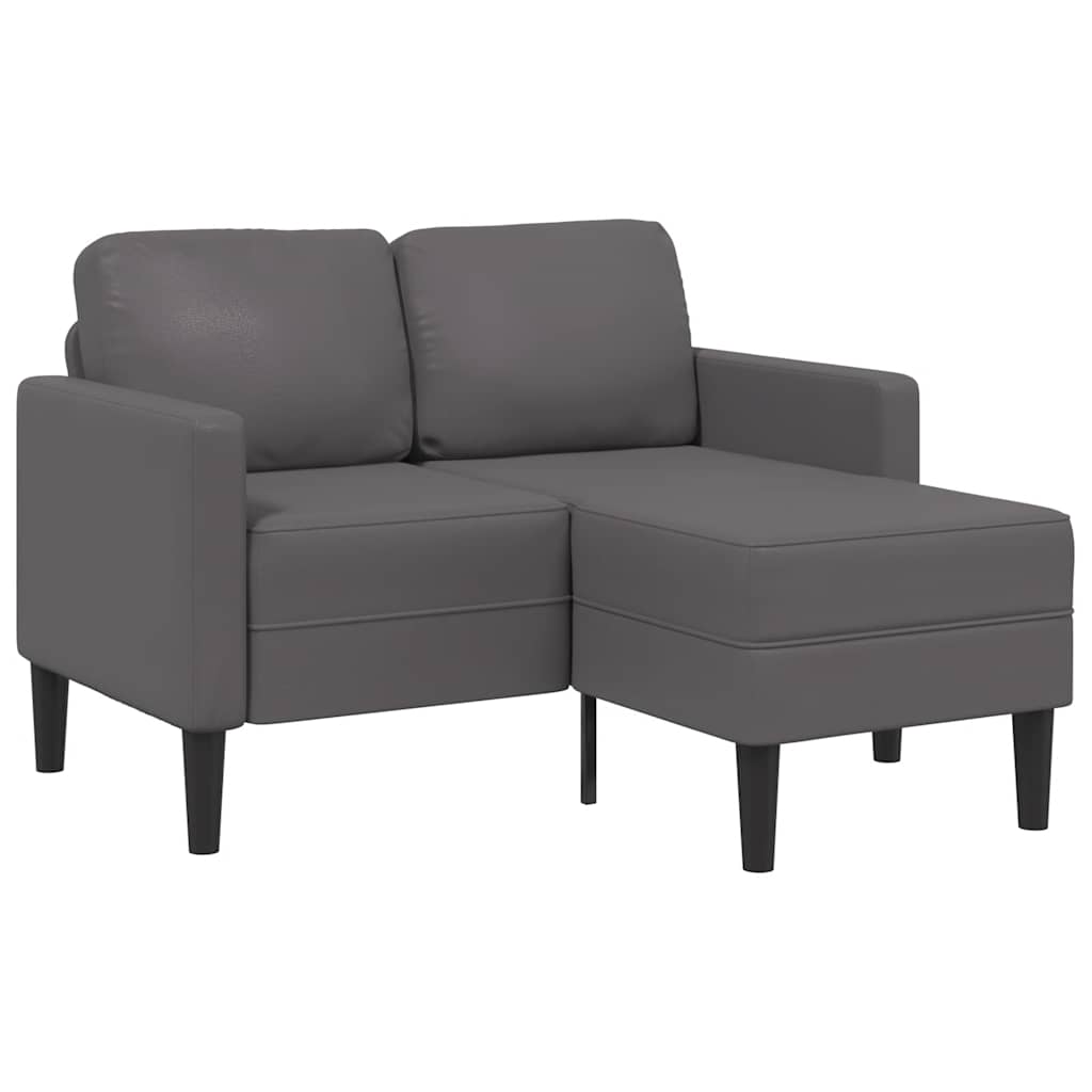 2-zitsbank met chaise longue, L-vormig, grijs, 125 cm, kunstleer