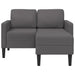 2-zitsbank met chaise longue, L-vormig, grijs, 125 cm, kunstleer