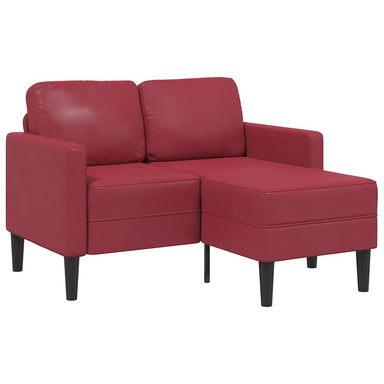 2-zitsbank met chaise longue L-vormig wijnrood 125 cm kunstleer