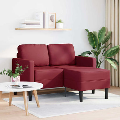 2-zitsbank met chaise longue L-vormig wijnrood 125 cm kunstleer