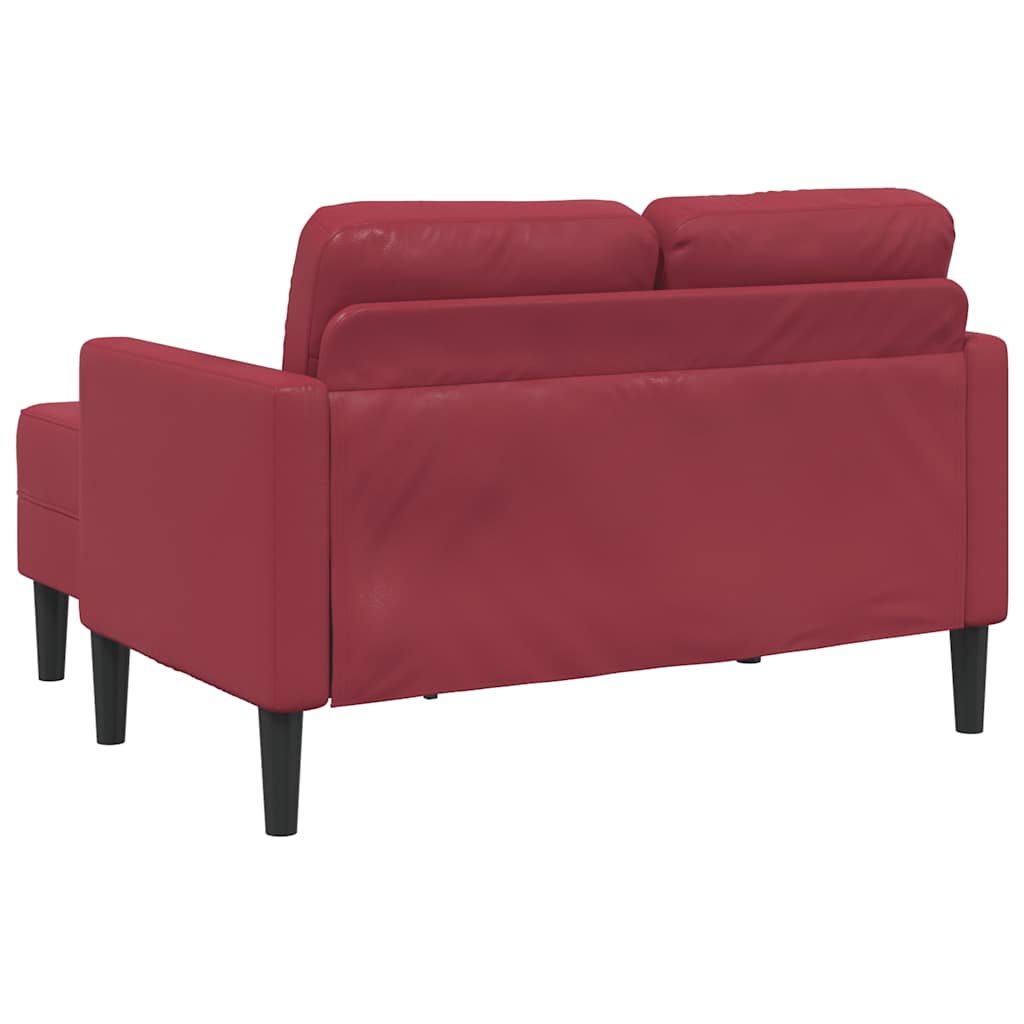 2-zitsbank met chaise longue L-vormig wijnrood 125 cm kunstleer