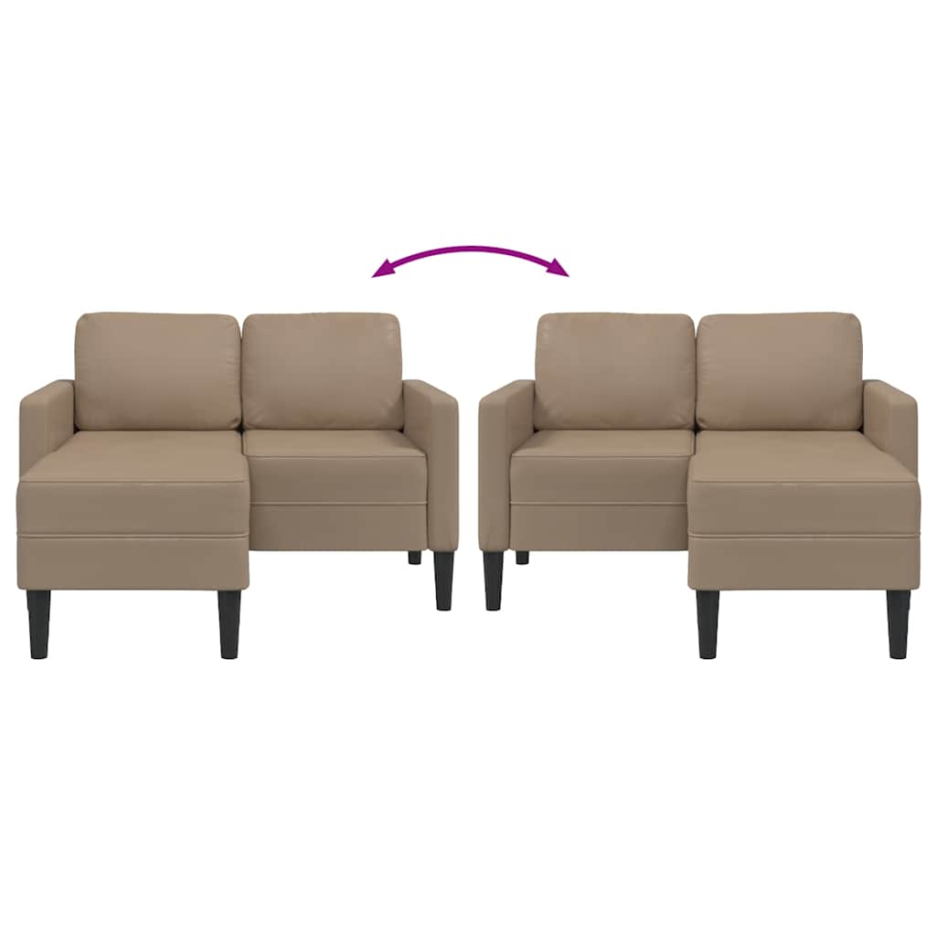 2-zitsbank met chaise longue L-vorm Cappuccino 125 cm Kunstleer