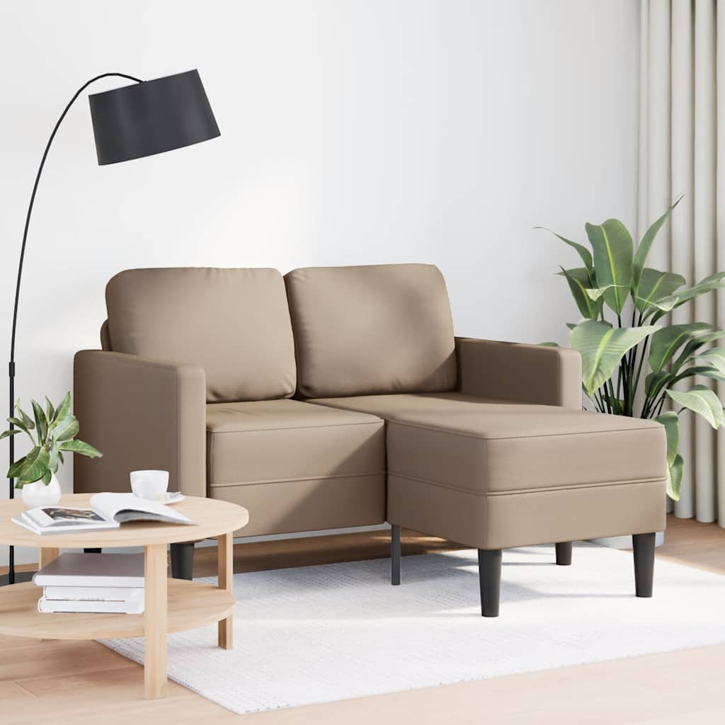 2-zitsbank met chaise longue L-vorm Cappuccino 125 cm Kunstleer