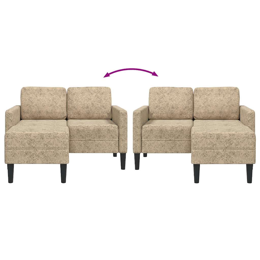 2-zitsbank met chaise longue L-vormig lichtgrijs 125 cm kunstleer