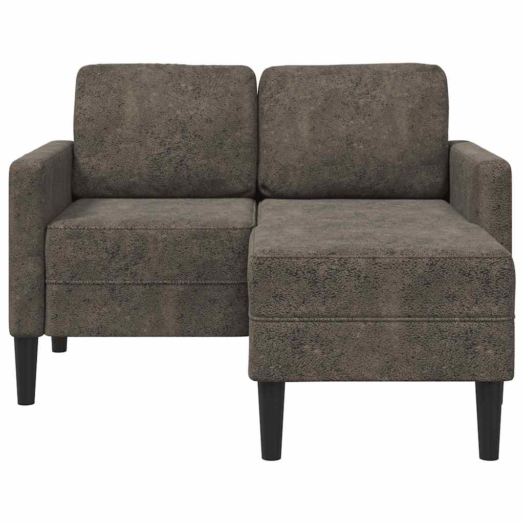 2-zitsbank met chaise longue, L-vormig, donkergrijs, 125 cm, kunstleer