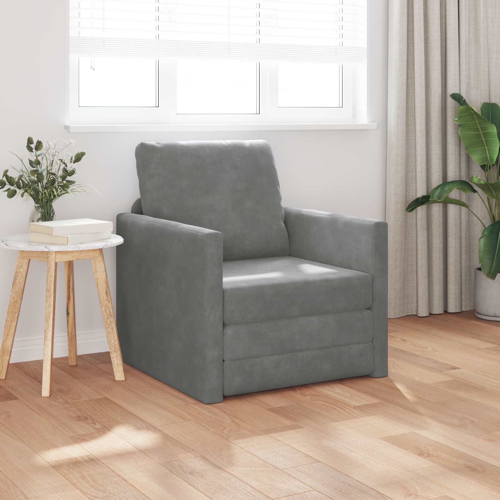 Slaapbank Donkergrijs 74 x 77 x 81 cm Fluweel