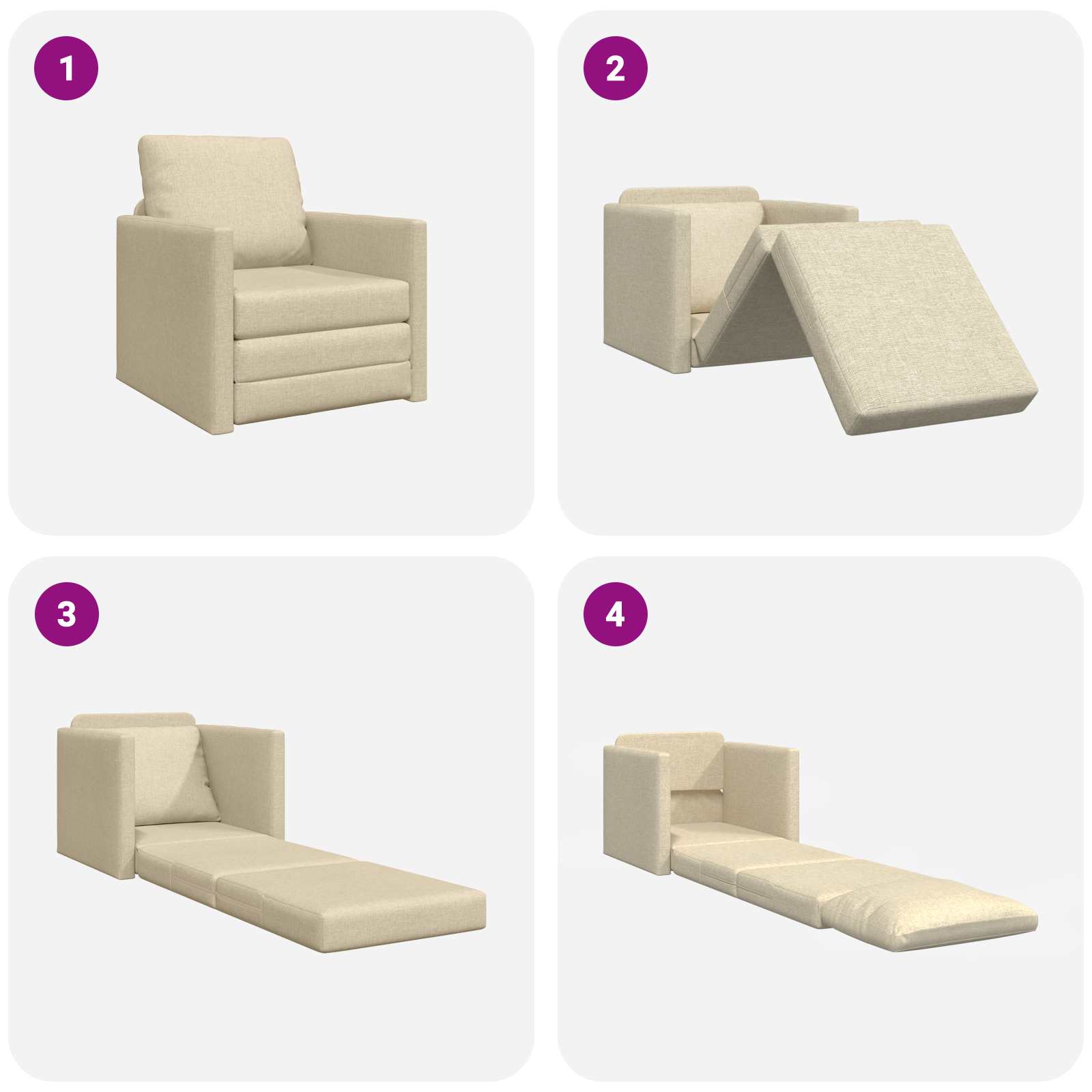 Slaapbank Crème 74 x 77 x 81 cm Stof