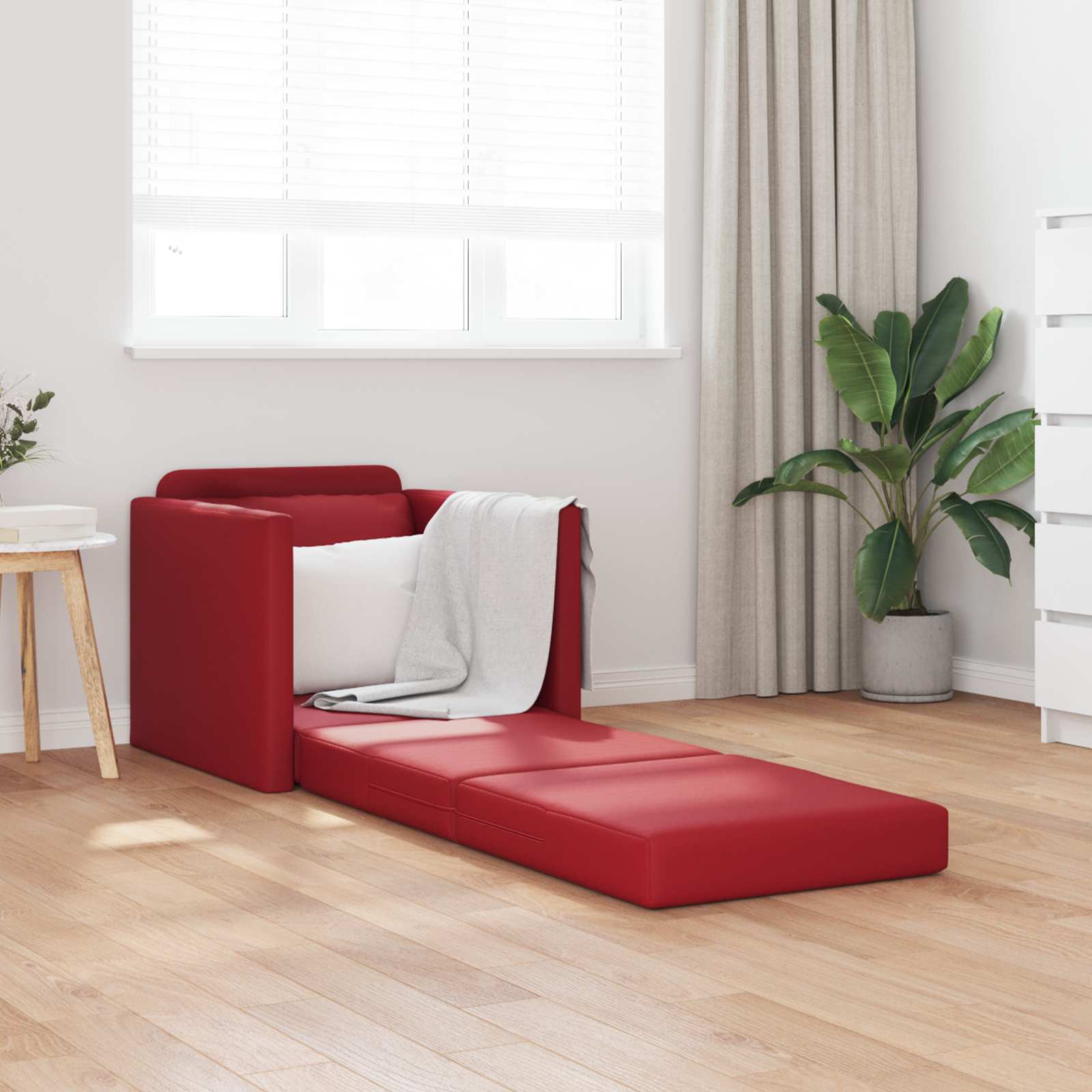 Slaapbank 60cm Wijnrood Kunstleer