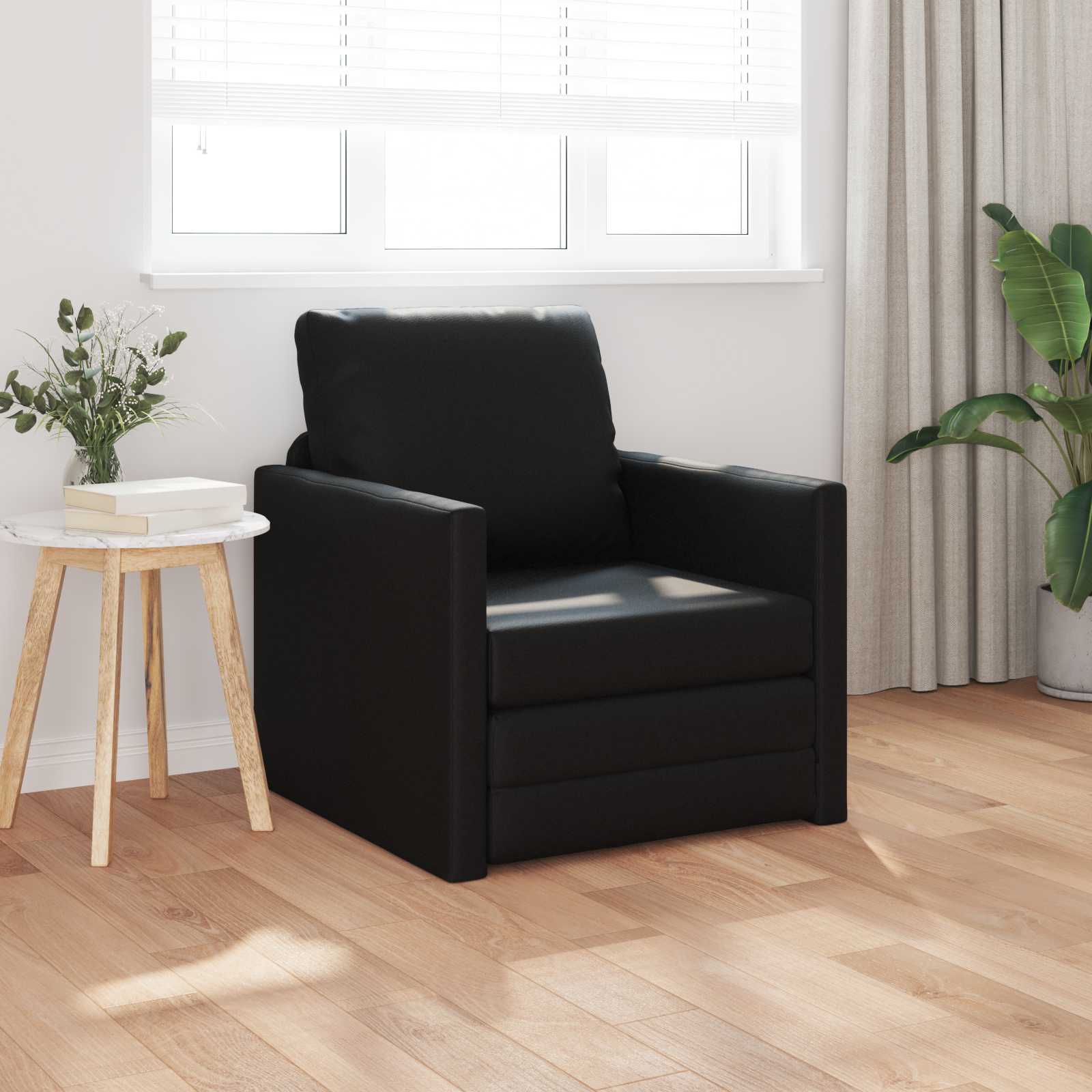 Slaapbank 60cm Zwart Kunstleer