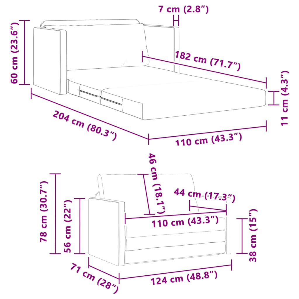 Slaapbank 110cm Donkergrijs Stof