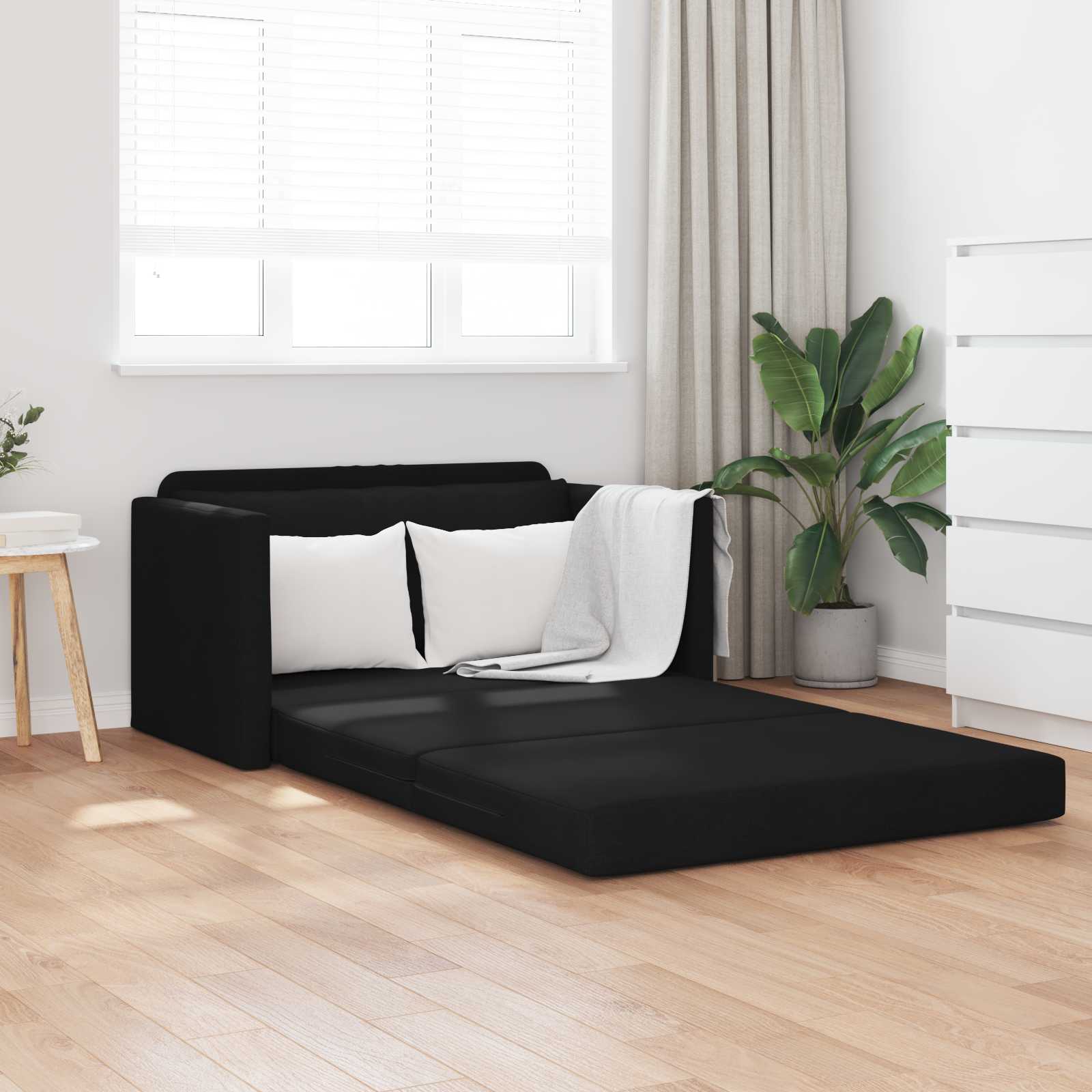 Slaapbank 110cm Zwart Stof