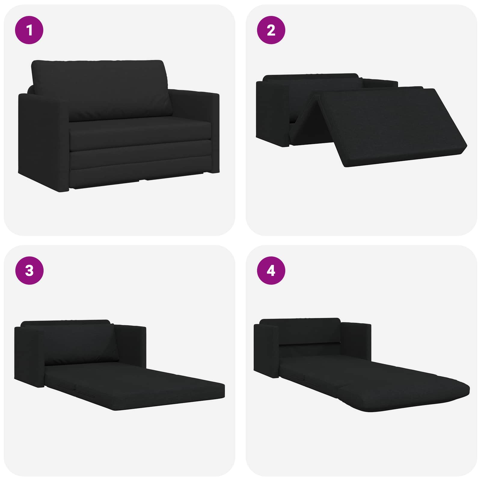 Slaapbank 110cm Zwart Stof